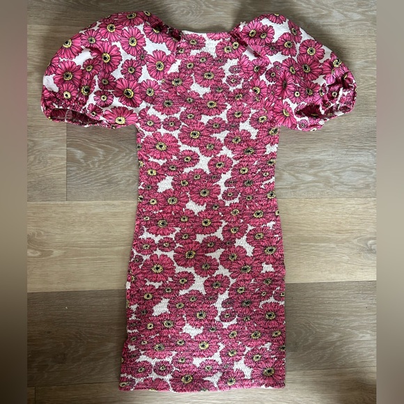ZARA Pink Floral Puff Sleeve Mini Dress - Picture 7 of 7